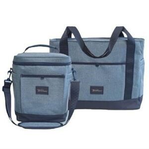 Blue Insulated Tote and Cooler Bag Set